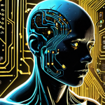 **Prompt:** A futuristic, high-tech human silhouette interwoven with intricate glowing data streams and circuit board patterns, representing biometric data flow from smart implants. The background is dark and abstract, with subtle hints of a digital "gold mine" or a monitoring eye, conveying both the immense value and unsettling vulnerability of real-time personal data. Emphasize the granular detail of physiological and psychological information being extracted. *Style: Cyberpunk, Futuristic, Conceptual Art, High Contrast, Digital Painting, 8K, cinematic lighting.*