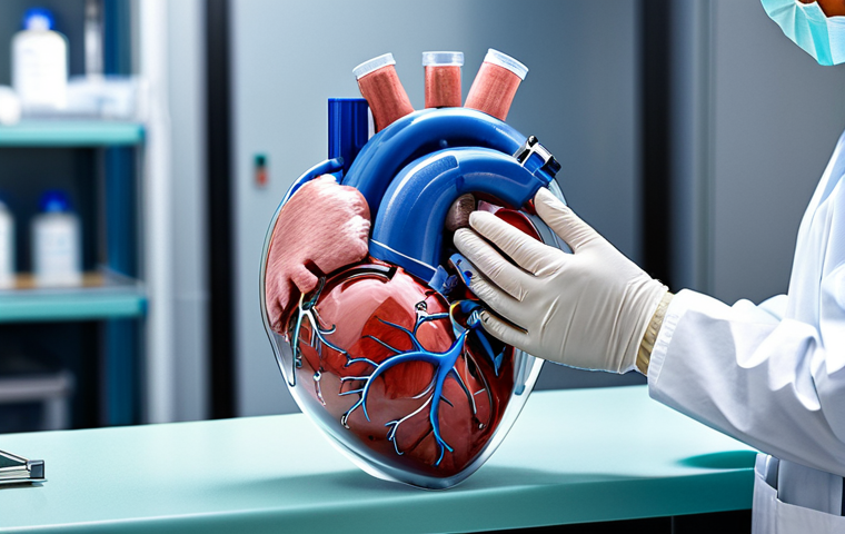 Advanced Artificial Heart**

"A futuristic, fully clothed medical professional examining a highly detailed, transparent artificial heart. The artificial heart is displayed prominently against a sterile laboratory background with advanced medical equipment. The professional wears appropriate medical attire. Safe for work, appropriate content, fully clothed, perfect anatomy, professional medical illustration, high quality, professional."

**