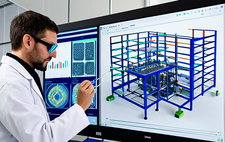 Data-Driven Biomaterial Design**

"A team of scientists in a brightly lit laboratory, fully clothed in lab coats and safety goggles, analyzing data visualizations on a large screen displaying complex molecular structures. The scene highlights the use of algorithms and simulations to predict the performance of new biomaterials. In the foreground, a 3D printer is creating a small, complex scaffold. Professional, safe for work, appropriate content, perfect anatomy, natural proportions, fully clothed, modern lab, scientific illustration, high quality."

**